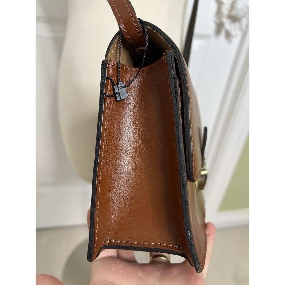 Patricia Nash Tan Leather Flap Satchel Cross Body Purse & Matching Card Wallet - Picture 5 of 16